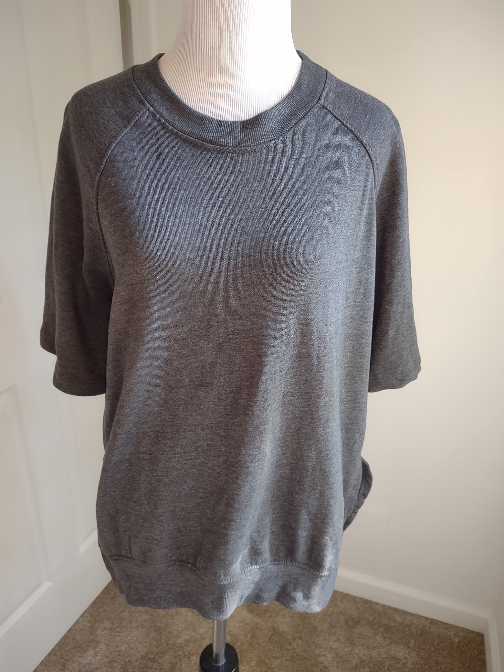 MV Sport Women's Charcoal Short-Sleeve Crewneck Sweatshirt